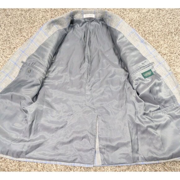 Ralph Lauren LRL Blazer Jacket Mens 38R Grey Windowpane Check Linen Sport Coat - Picture 4 of 10